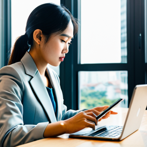 Home 8 A professional young Vietnamese woman, fully clothed in a modest business blazer and smart trousers, is intently focused on a laptop in a bright, modern co-working space. Sunlight streams through large windows, revealing a blurred but recognizable cityscape of Ho Chi Minh City or Hanoi in the background. The desk is clean and minimalist, with a single coffee cup and a tablet nearby. The image captures a sense of innovation and forward-thinking.
safe for work, appropriate content, fully clothed, professional, perfect anatomy, correct proportions, natural pose, well-formed hands, proper finger count, natural body proportions.