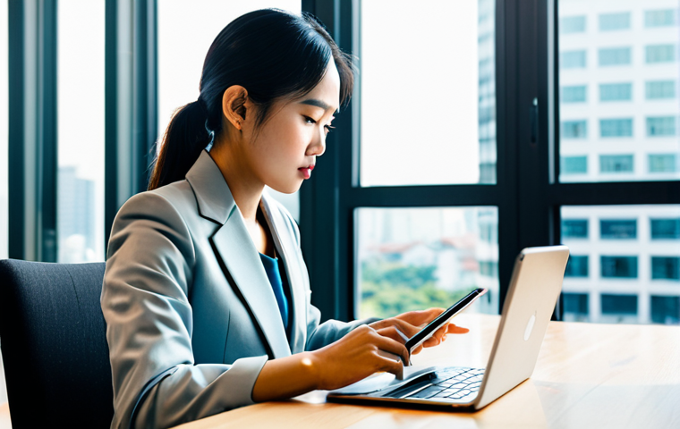 A professional young Vietnamese woman, fully clothed in a modest business blazer and smart trousers, is intently focused on a laptop in a bright, modern co-working space. Sunlight streams through large windows, revealing a blurred but recognizable cityscape of Ho Chi Minh City or Hanoi in the background. The desk is clean and minimalist, with a single coffee cup and a tablet nearby. The image captures a sense of innovation and forward-thinking.
safe for work, appropriate content, fully clothed, professional, perfect anatomy, correct proportions, natural pose, well-formed hands, proper finger count, natural body proportions.